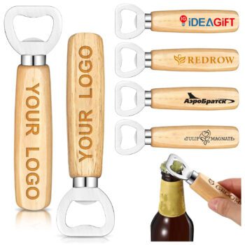laser engraved beer bottle opener with wooden handle