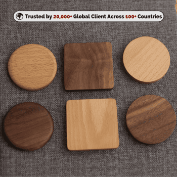 laser engraved natural wood drink coasters