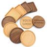 laser engraved natural wood drink coasters