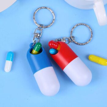 mini capsule shaped pill box keychain 1