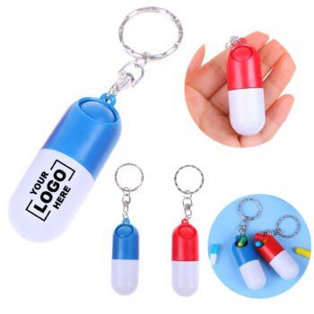 mini capsule shaped pill box keychain