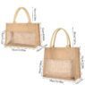 natural burlap jute tote bag with clear pvc window 2