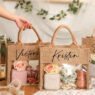 natural burlap jute tote bag with clear pvc window 3