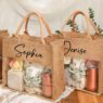 natural burlap jute tote bag with clear pvc window 4