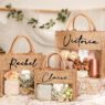 natural burlap jute tote bag with clear pvc window