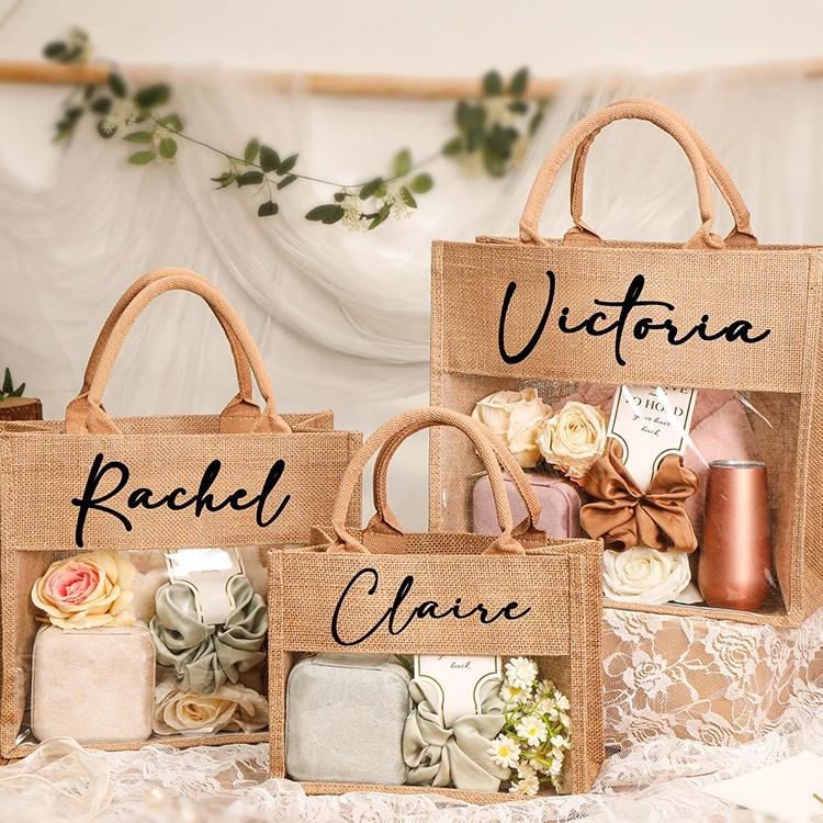 natural burlap jute tote bag with clear pvc window natural burlap jute tote bag with clear pvc window