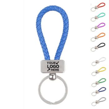 personalized braided leather car keychain 2