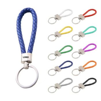 personalized braided leather car keychain