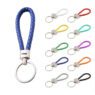 personalized braided leather car keychain