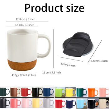 personalized cork base ceramic coffee mug with lid 1