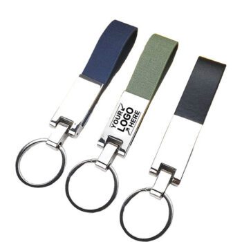 personalized leather key chain with metal ring