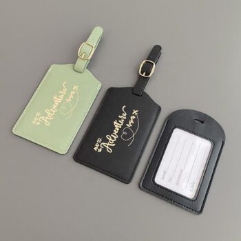 personalized pu leather passport cover and luggage tag set 1