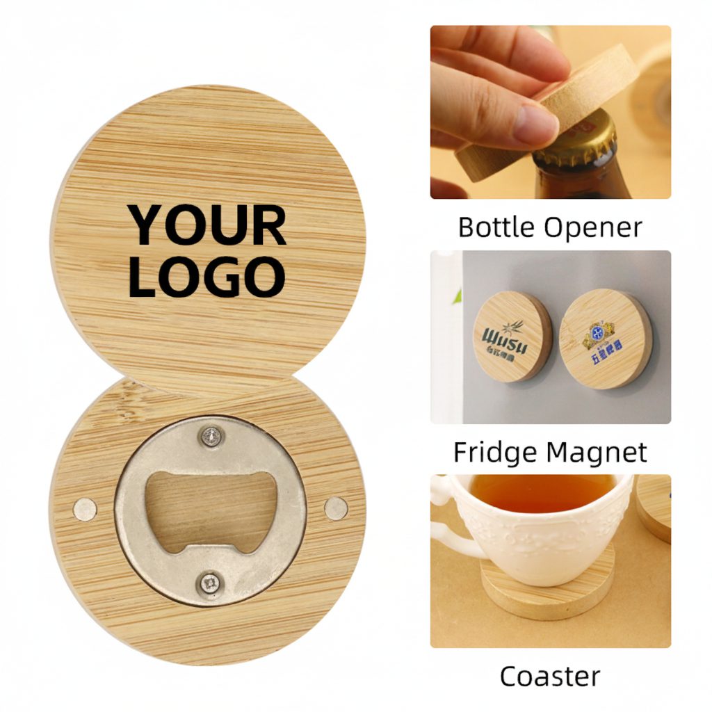 personalized round bamboo magnetic beer bottle opener 6 personalized round bamboo magnetic beer bottle opener 6