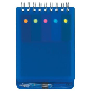 plastic cover spiral notebook with sticky notes and pen 1