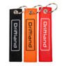 polyester woven logo keychain with metal ring