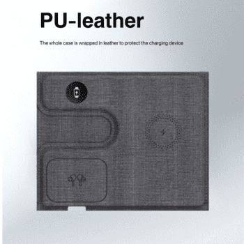 pu leather foldable 3 in 1 magnetic wireless charging pad 1