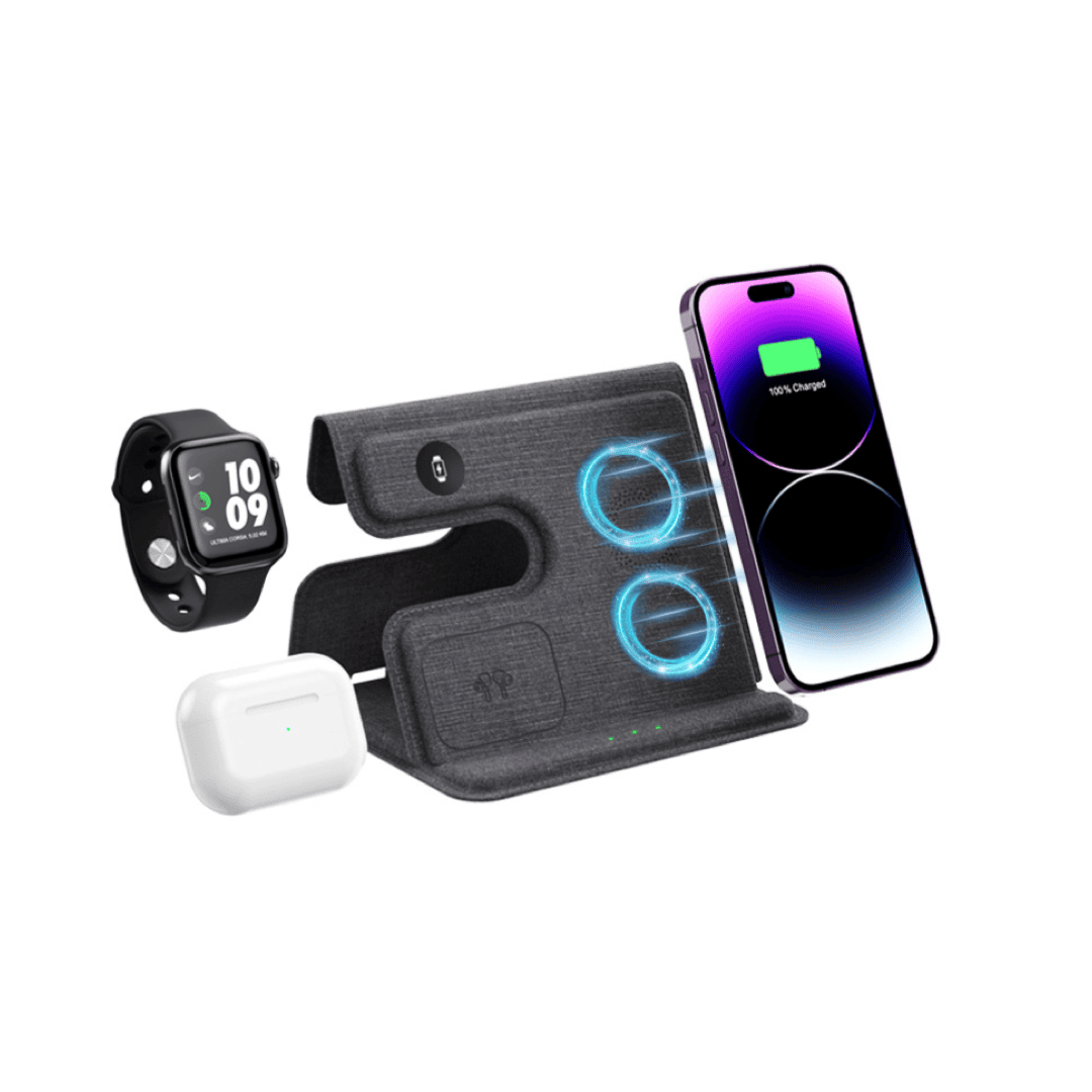 pu leather foldable 3 in 1 magnetic wireless charging pad pu leather foldable 3 in 1 magnetic wireless charging pad