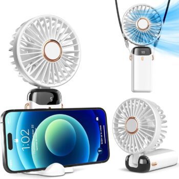 rechargeable handheld mini fan with lanyard