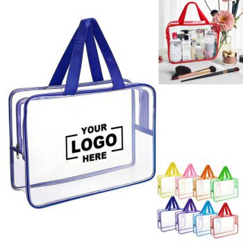 reusable clear toiletry tote bag with handle