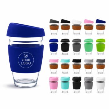 reusable glass coffee cup with silicone sleeve