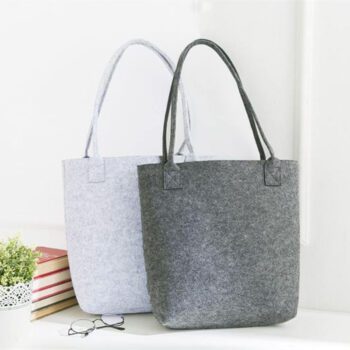 reusable solid color felt shopping tote bag 1