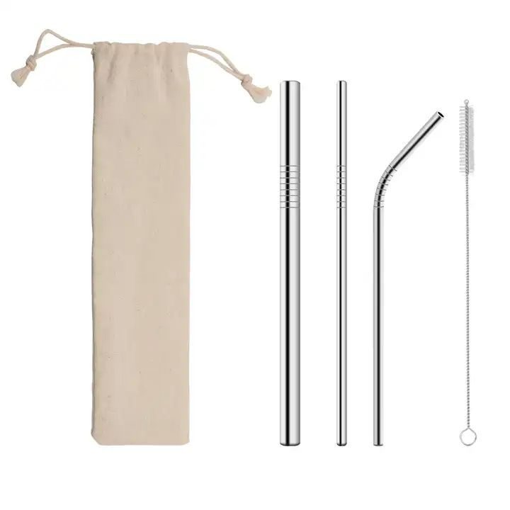 reusable stainless steel metal straw set with canvas bag reusable stainless steel metal straw set with canvas bag