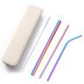 reusable stainless steel straw set with cleaning brush case