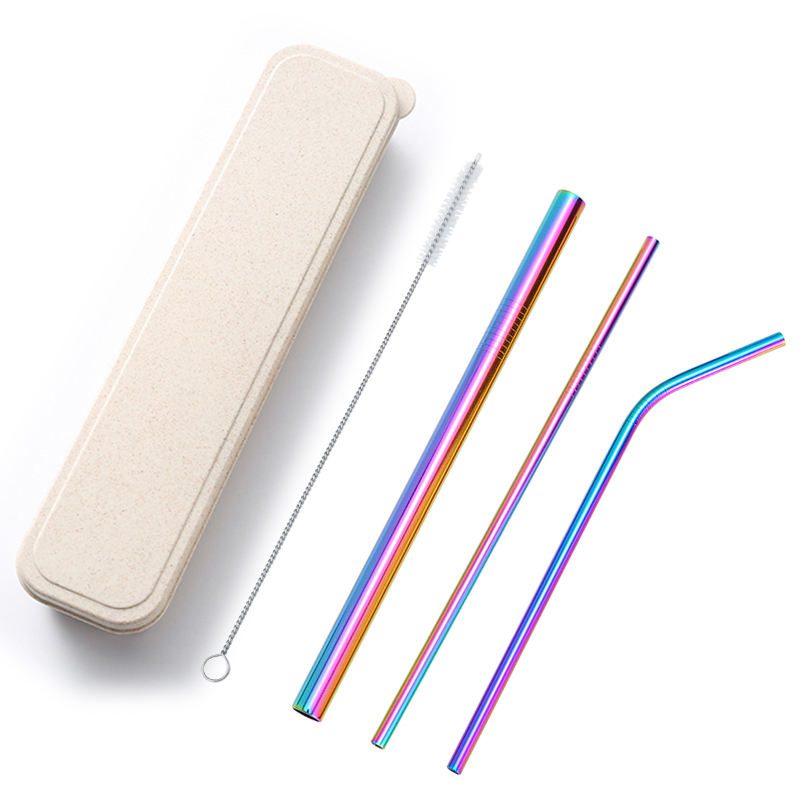 reusable stainless steel straw set with cleaning brush case reusable stainless steel straw set with cleaning brush case