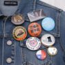 round tinplate mirror magnetic pin badges 3