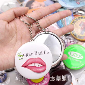 round tinplate mirror magnetic pin badges