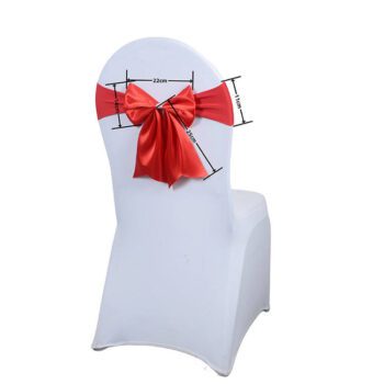 satin elastic chair back flower bow tie 1