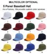 six pane embroidered cotton baseball cap 6