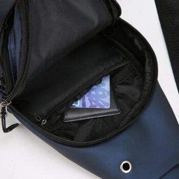 sleek mens solid color pu leather crossbody sling bag 1