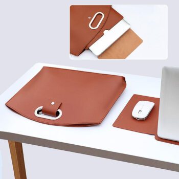 sleek minimalist waterproof pu leather laptop tote bag 4