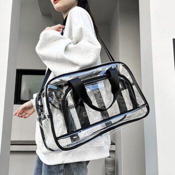 transparent pvc duffel bag with zipper pocket 1