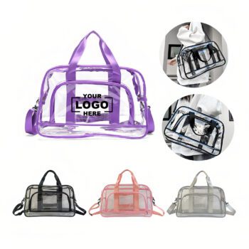 transparent pvc duffel bag with zipper pocket