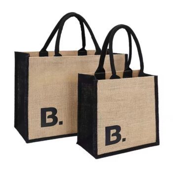 wholesale black burlap jute tote bag