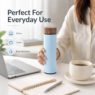 wood grain lid insulated stainless steel thermos flask 1