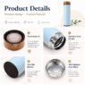 wood grain lid insulated stainless steel thermos flask 2