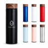 wood grain lid insulated stainless steel thermos flask
