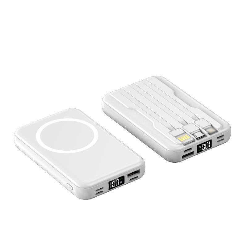 10000mah fast charging wireless power bank with built in cables 10000mah fast charging wireless power bank with built in cables