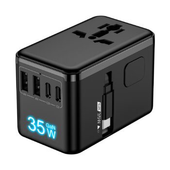 35w pd gan fast charging universal travel adapter with cable