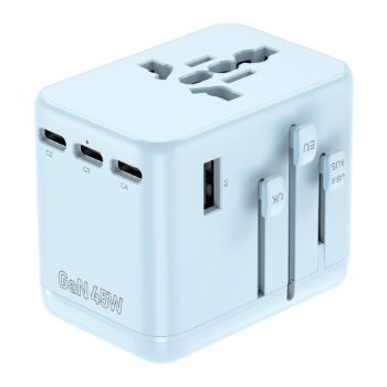 compact 45w gan universal travel adapter with 4c1a usb ports 1