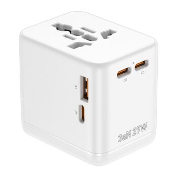 custom logo 27w gan universal travel adapter with usb ports