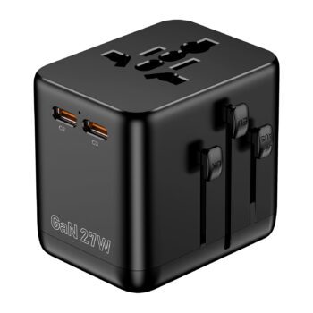 custom logo 27w gan universal travel adapter with usb ports 6