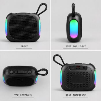 custom retro fabric wireless speaker with rgb lighting 1