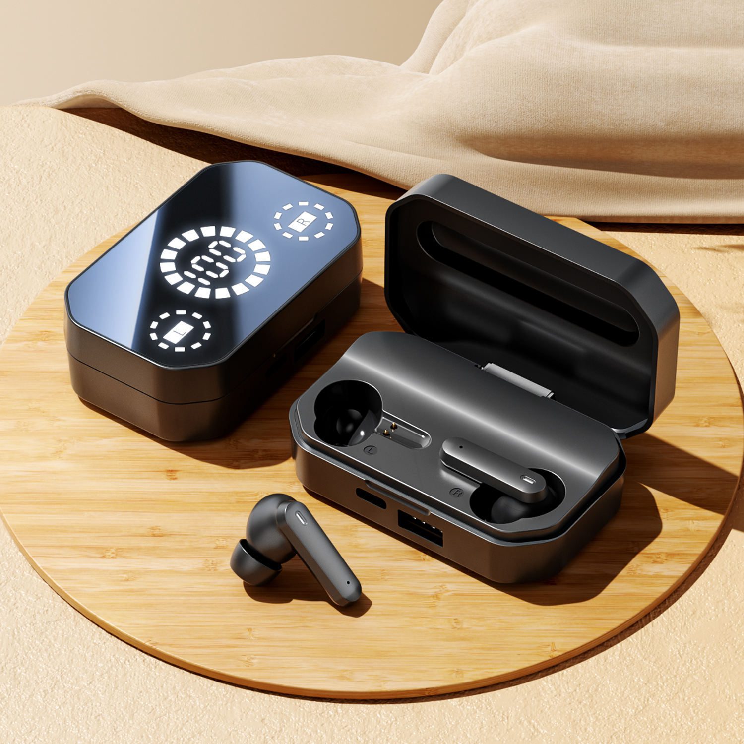 m154 wireless earbuds with large screen digital display m154 wireless earbuds with large screen digital display