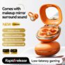 m160 leather texture ear clip wireless earbuds with makeup mirror 2