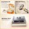 m161 ear clip open ear wireless earbuds with makeup mirror led light 3