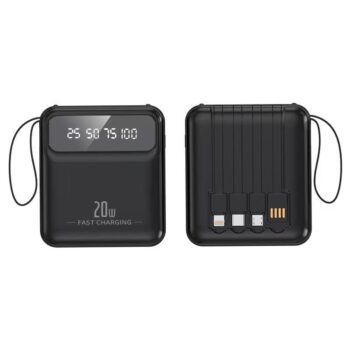 mini 5000mah fast charging power bank with built in cable
